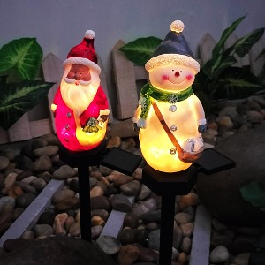 비상 산타클로스 눈사람 형제 2P LED 태양열 태양광 정원등 전등 야외조명